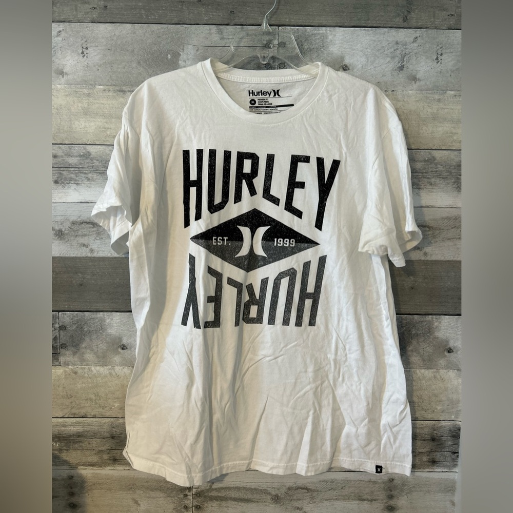 Hurley White and Black Logo Tee